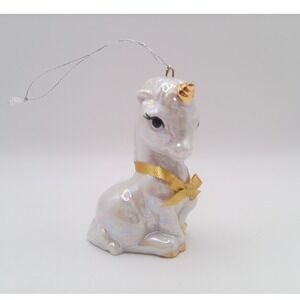 Hallmark Cards Inc Fine Porcelain Unicorn Ornament 1990 Vtg Cottagecore